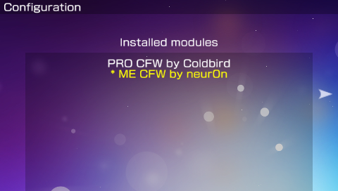 Bootloader Config CFW Module Screen